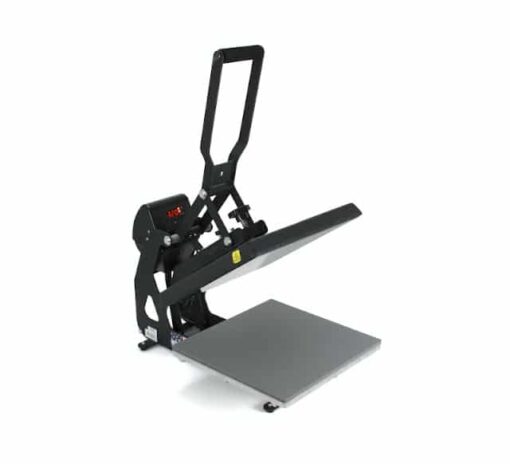 Entry level or backup Stahls heat transfer press with a plate 28cm by 38cm open view